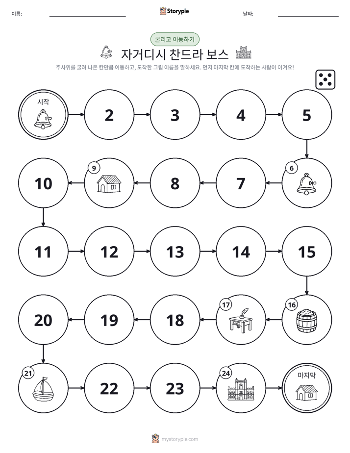주사위 굴리고 이동하기 게임