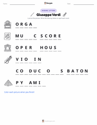 Giuseppe Verdi printable worksheet for kids