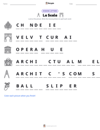 La Scala printable worksheet preview