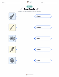 Pau Casals printable worksheet for kids