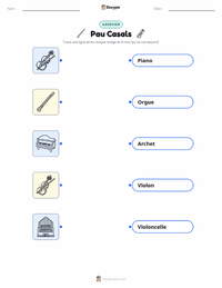 Feuille de travail imprimable Pau Casals pour les enfants