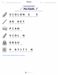Aperçu de la feuille de travail imprimable Pau Casals