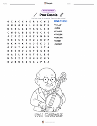 Pau Casals printable worksheet preview