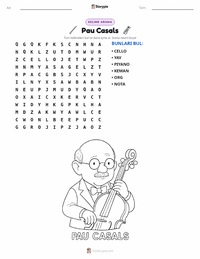 Pau Casals yazdırılabilir çalışma sayfası önizlemesi