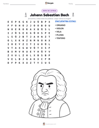 Vista previa de la hoja de trabajo imprimible de Johann Sebastian Bach