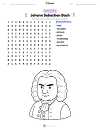 Johann Sebastian Bach yazdırılabilir çalışma sayfası önizlemesi
