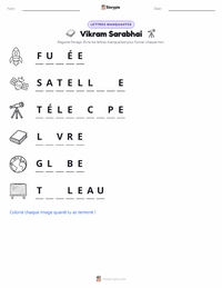 Aperçu de la feuille de travail imprimable Vikram Sarabhai