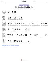 Homi J. Bhabha druckbare Arbeitsblatt Vorschau