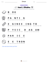Homi J. Bhabha printable worksheet preview