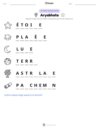 Aperçu de la feuille de travail imprimable Aryabhata