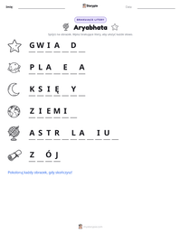 Podgląd drukowalnego arkusza ćwiczeń Aryabhata