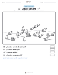 Vista previa de la hoja de trabajo imprimible de Viaje a la Luna