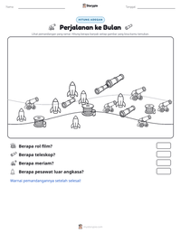 Prabaca lembar kerja cetak Perjalanan ke Bulan