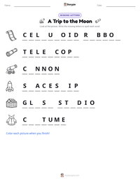 A Trip to the Moon printable worksheet preview
