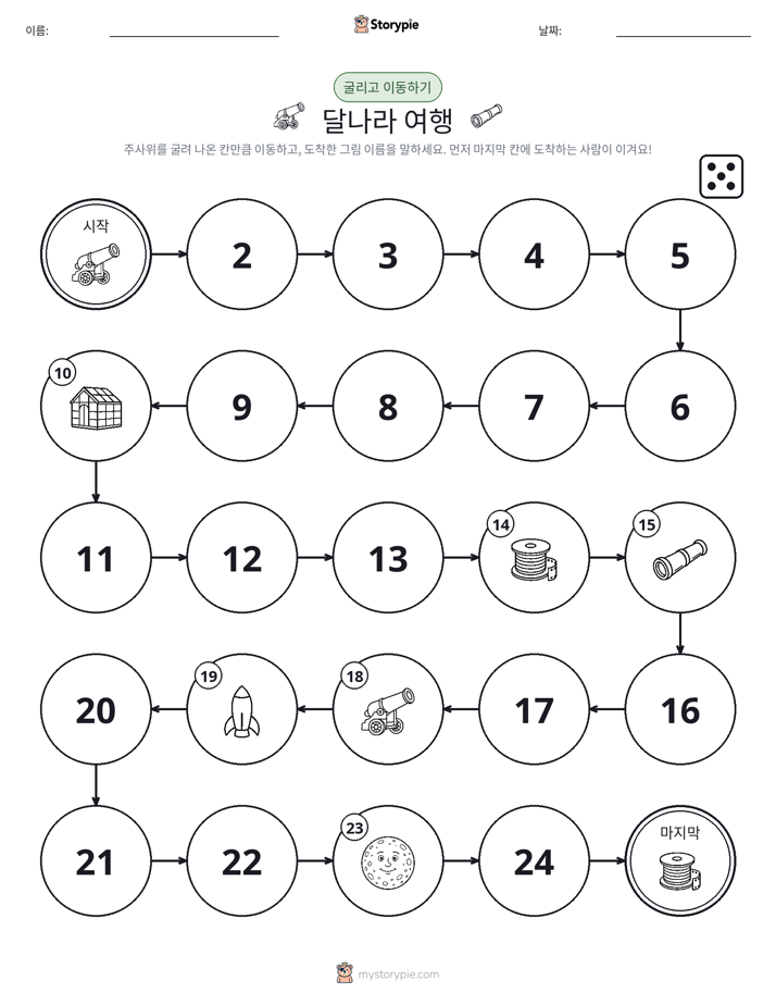주사위 굴리고 이동하기 게임