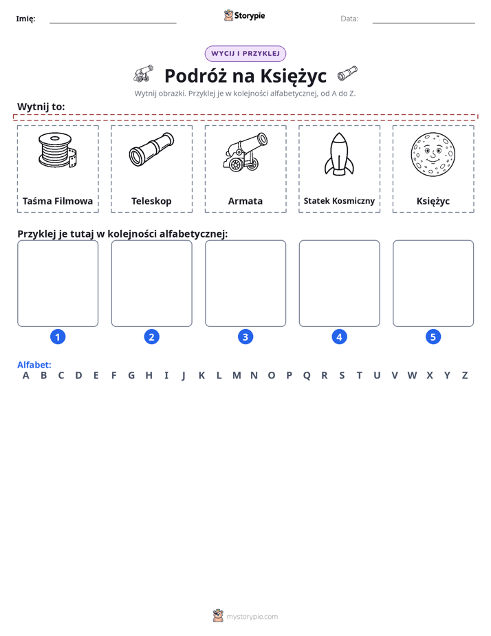 Wytnij i Wklej Alfabet