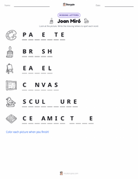 Joan Miró printable worksheet preview