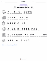 Verghese Kurien printable worksheet preview