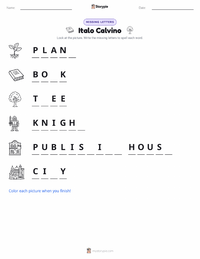 Italo Calvino printable worksheet preview