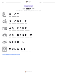 Italy printable worksheet preview
