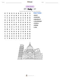 Italy printable worksheet preview