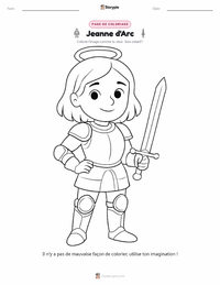 Page de coloriage Jeanne d'Arc pour les enfants