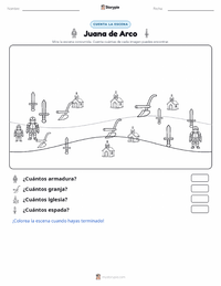 Vista previa de la hoja de trabajo imprimible de Juana de Arco