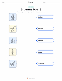 Feuille de travail imprimable Jeanne d'Arc pour les enfants