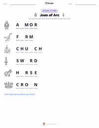 Joan of Arc printable worksheet preview
