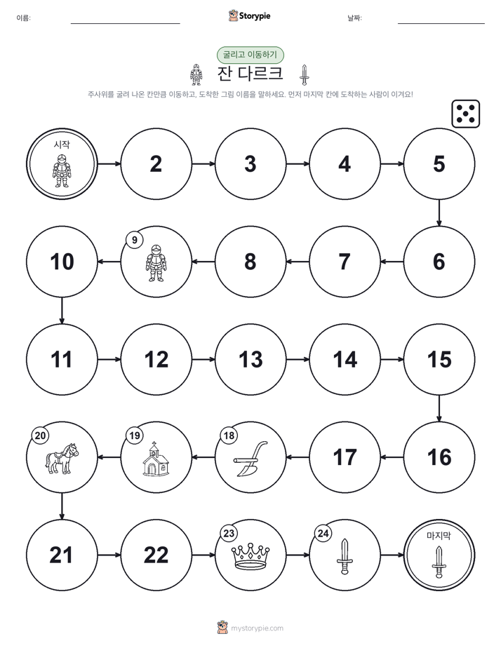 주사위 굴리고 이동하기 게임
