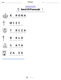 Podgląd drukowalnego arkusza ćwiczeń Karol VII Francuski