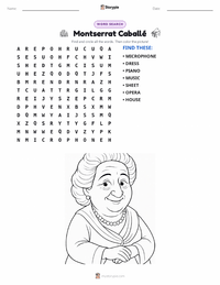 Montserrat Caballé printable worksheet preview