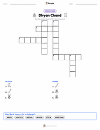 Dhyan Chand printable worksheet preview