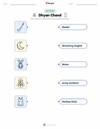 Dhyan Chand printable worksheet for kids