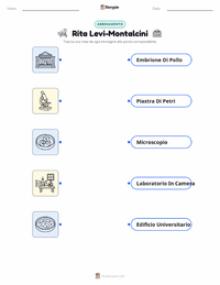 Scheda stampabile di Rita Levi-Montalcini per bambini