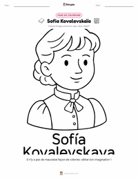 Page de coloriage Sofía Kovalevskaya pour les enfants
