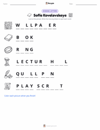 Sofía Kovalevskaya printable worksheet preview
