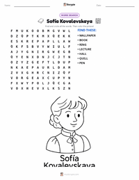 Sofía Kovalevskaya printable worksheet preview