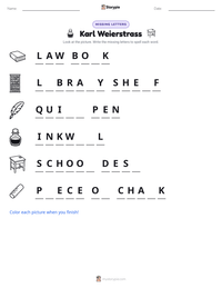 Karl Weierstrass printable worksheet preview