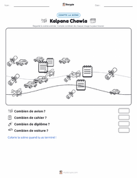 Aperçu de la feuille de travail imprimable Kalpana Chawla