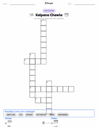 Kalpana Chawla printable worksheet preview