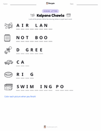 Kalpana Chawla printable worksheet preview