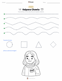 Vista previa de la hoja de trabajo imprimible de Kalpana Chawla