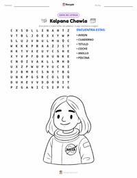 Vista previa de la hoja de trabajo imprimible de Kalpana Chawla