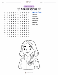 Aperçu de la feuille de travail imprimable Kalpana Chawla