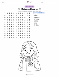 Prévia da folha de atividades imprimível Kalpana Chawla