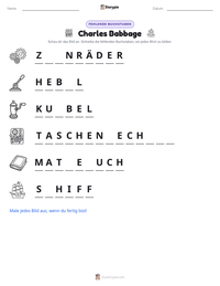 Charles Babbage druckbare Arbeitsblatt Vorschau