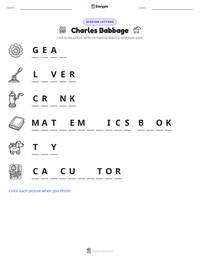Charles Babbage printable worksheet preview