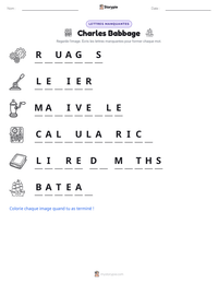 Aperçu de la feuille de travail imprimable Charles Babbage