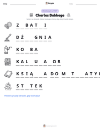 Podgląd drukowalnego arkusza ćwiczeń Charles Babbage